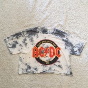 Vintage oversized cropped tie dye AC DC tee